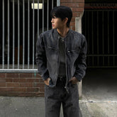 Loose Stand Collar Coat Korean Style Fashion High Quality Denim Jacket