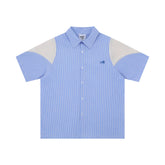 Мужская дышащая спортивная рубашка свободного кроя с вертикальными полосками и коротким рукавом