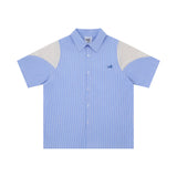 Мужская дышащая спортивная рубашка свободного кроя с вертикальными полосками и коротким рукавом