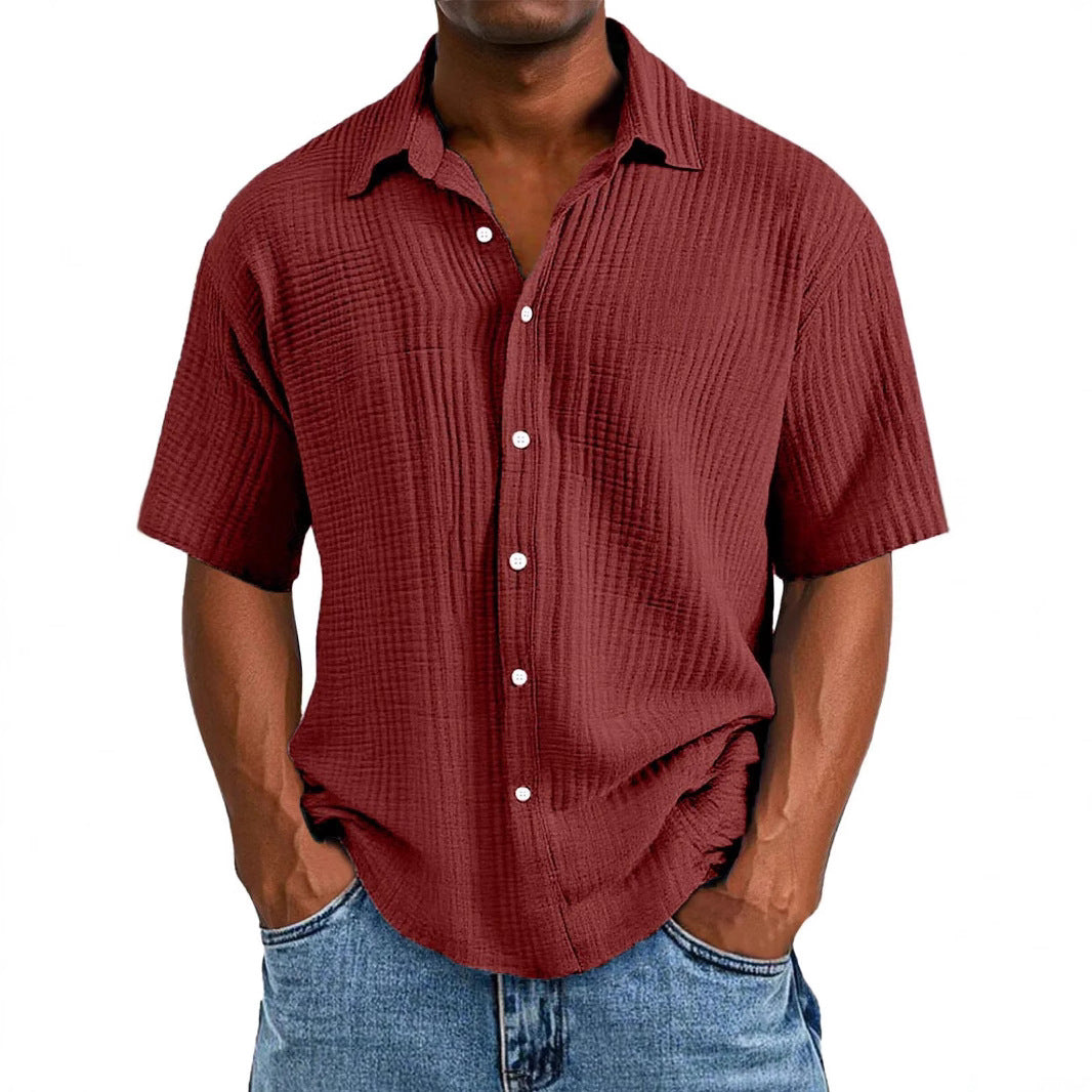 Spring And Summer Men's Short-sleeve Lapel Shirt Double Layer Champray Spring And Summer Men's Short-sleeve Lapel Shirt Double Layer Champray