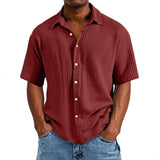 Spring And Summer Men's Short-sleeve Lapel Shirt Double Layer Champray