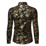 Men's Metal Bronzing Printed Lapel Shirt