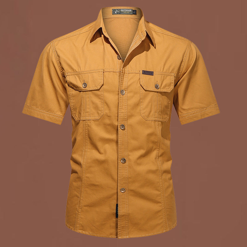 Workwear Short Sleeve Cotton Work Clothes Shirt Outdoor Loose Men's Shirt Workwear Short Sleeve Cotton Work Clothes Shirt Outdoor Loose Men's Shirt