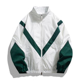 Reflective Patchwork Zip Up Jacket Stand Collar Casual Jacket