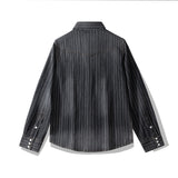 Retro striped denim shirt with distressed effect