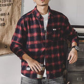 Retro Plaid Shirt for Men Long Sleeve Loose Fits All