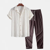 Lapel Casual Short-sleeved Shirt Digital Printing Comfortable Trousers Suit