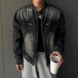 Свободное пальто с воротником-стойкой, корейский стиль, модная высококачественная джинсовая куртка