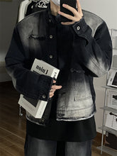 Men's American Style Denim Coat with Retro Gradient Effect