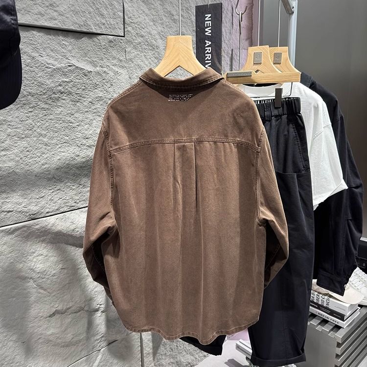Мужская рабочая одежда из стираного хлопка, свободная куртка, пальто Мужская рабочая одежда из стираного хлопка, свободная куртка, пальто