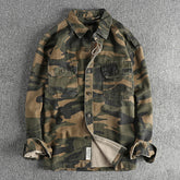 Faded vintage cotton workwear long sleeve shirt coat