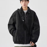 Mens Casual Leather Jacket American Style Retro Lapel Jacket