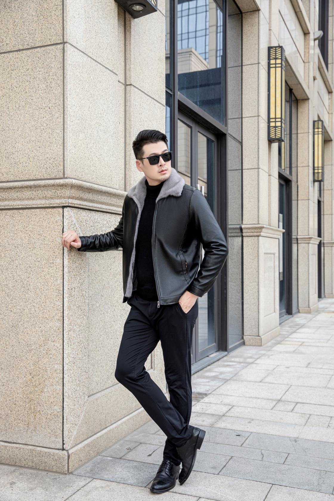 White Mink Velvet Fleece-lined Thick Loose Casual Leather Jacket For Men White Mink Velvet Fleece-lined Thick Loose Casual Leather Jacket For Men