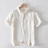 Thin Solid Color Short T-shirt Men Casual Breathable Stitching