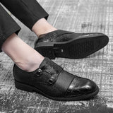 Double Buckle Plus Size Business Men's Casual Leather Shoes