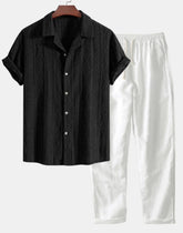 Lapel Casual Short-sleeved Shirt Digital Printing Comfortable Trousers Suit