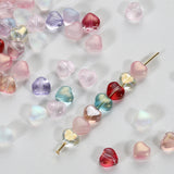 20 PCs Love Glass Spacer Aurora Transparent Czech Beads Perforated Beading Accessories