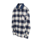Mens Ангури Denim Салиби Тугмаи Plaid нимтана