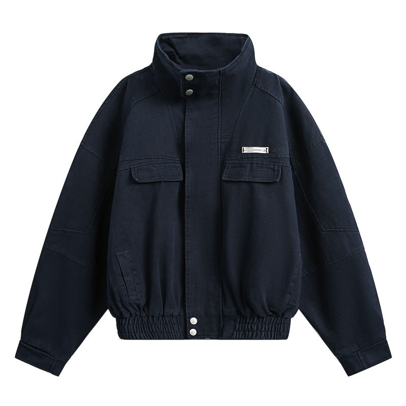 Стиль одежды Состаренный воротник-стойка Мужское новое уличное пальто Стиль одежды Состаренный воротник-стойка Мужское новое уличное пальто