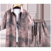 Plus-sized Casual Shirt Shorts Loose Two-piece Suit