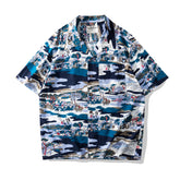 Hawaiian shirt with cuban collar and flower