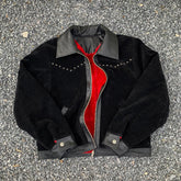 Angola Wool Patchwork Lapel Leather Coat Extra Thick Suede Coat