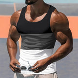 Men's Stitching Contrast Color Sports Fitness Loose Running Vest