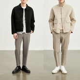 Двусторонняя шерстяная куртка мужская короткая