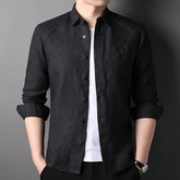 Pure Linen Cardigan Coat Spring Summer Men New Long Sleeve