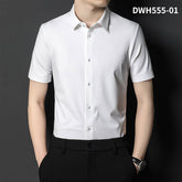 Fashionable Seamless Men's Short Sleeve Silk Shirt