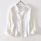 Linen Leisure Long Sleeve Solid Color Shirt