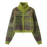 Retro Contrast Color Atmosphere Sweater Women's Loose Short