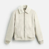 Autumn Winter Men's American Retro Patchwork Suede Texture Effect Jacket Coat