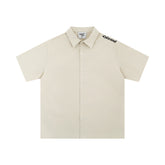 Мужская свободная повседневная рубашка с коротким рукавом и вышитыми буквами