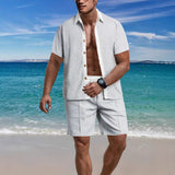 Men's Casual Vacation Shirt And Shorts Two-piece Suit