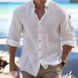 Men's Linen Button Summer Beach Shirt