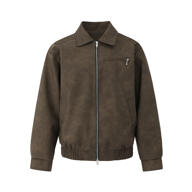 Куртка из натуральной кожи в корейском стиле с лацканами для мотоциклистов Куртка из натуральной кожи в корейском стиле с лацканами для мотоциклистов