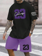 Men's Casual Short-sleeved Color Matching Shorts