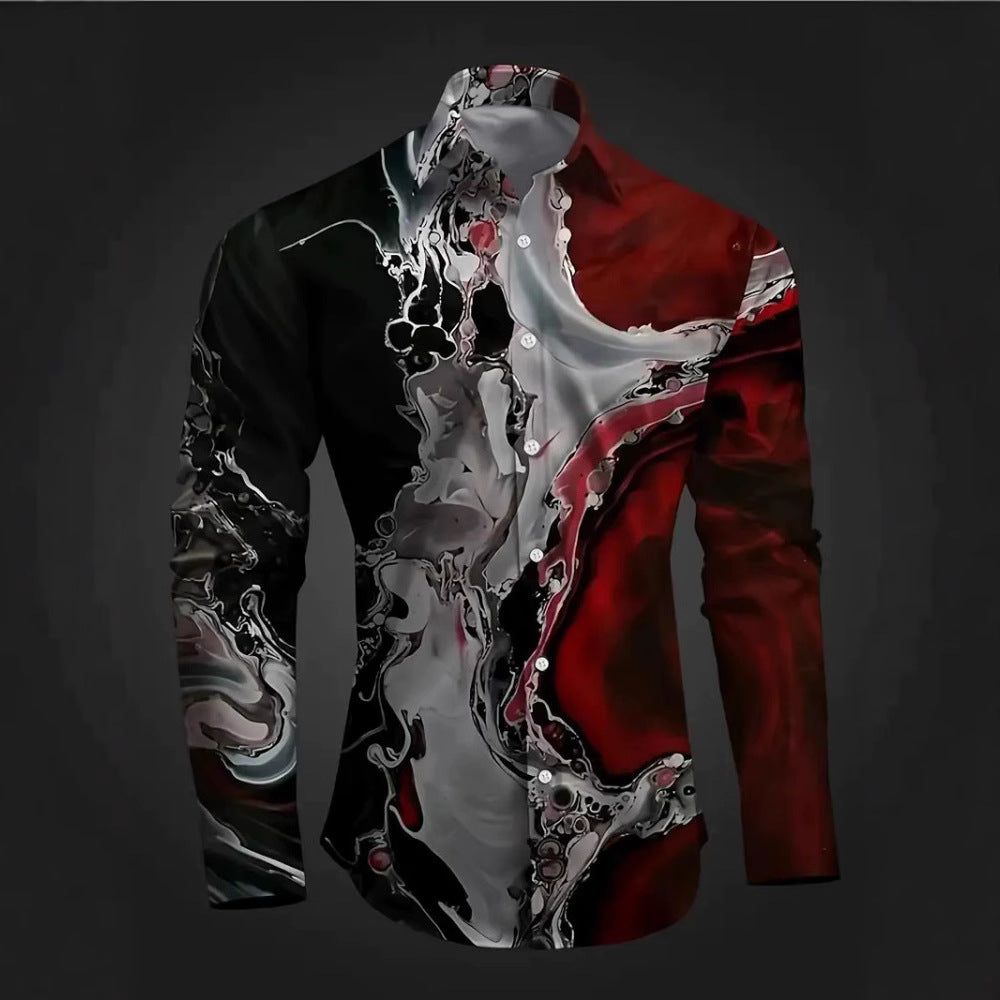 European And American Spring And Autumn Leisure Personalized Trendy Men Long Sleeve 3D Printed Shirt European And American Spring And Autumn Leisure Personalized Trendy Men Long Sleeve 3D Printed Shirt