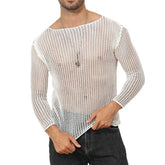 Men's Solid Color Transparent Thin Long Sleeve T-Shirt Knit Top