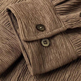 High Quality Men's Cuban Collar Pleated Shirt Long Sleeve