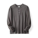 Men's Retro Simple All-match Solid Color Long Sleeve Shirt