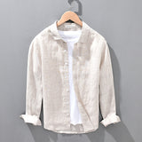 Linen breathable shirt plain loose men's