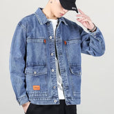 Fashionable Smoke Gray Vintage Denim Jacket For Men