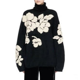Three-dimensional Flower Jacquard Turtleneck Retro Loose Knitted Sweater