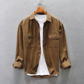 Amekaji Men's Casual Cotton Off Shoulder Shirt