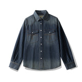 Retro striped denim shirt with distressed effect