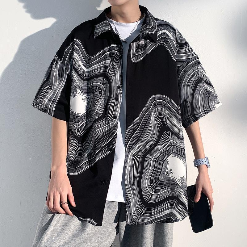 Summer Menswear Shirt Hong Kong Style Fashionable Temperament Short Sleeve Summer Menswear Shirt Hong Kong Style Fashionable Temperament Short Sleeve