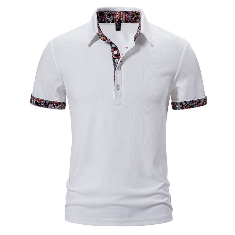 European Size Polo Shirt Men's Color Stitching Turnover Neck Short Sleeve European Size Polo Shirt Men's Color Stitching Turnover Neck Short Sleeve