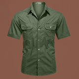 Workwear Short Sleeve Cotton Work Clothes Shirt Outdoor Loose Men's Shirt